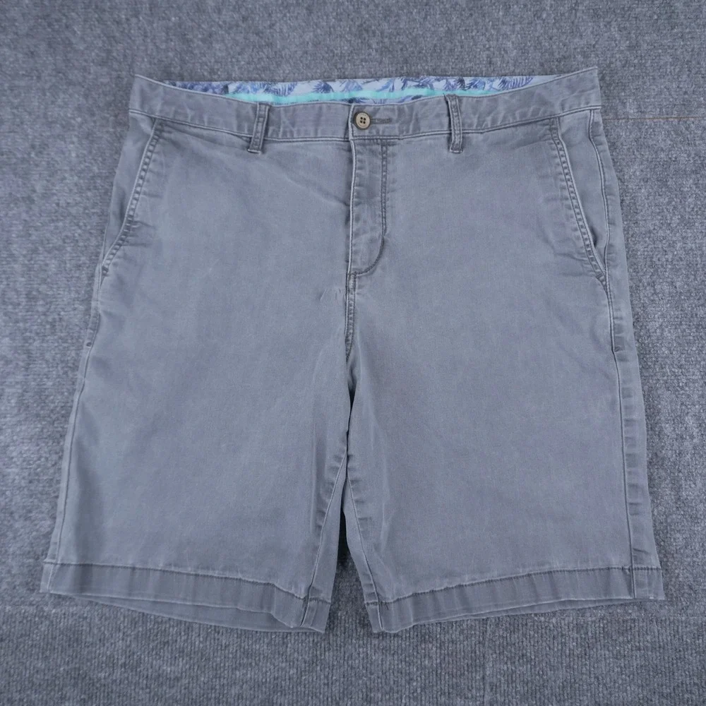 Tommy Bahama Chino Shorts Mens‎ 36 Grey Tencel Blend Stretch Flat Front Casual